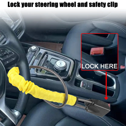 For Truck SUV Van RV Anti Theft Car Device Seat Belt Lock Universal with 3 Keys Car Steering Wheel Lock Car Accessories