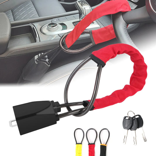 For Truck SUV Van RV Anti Theft Car Device Seat Belt Lock Universal with 3 Keys Car Steering Wheel Lock Car Accessories
